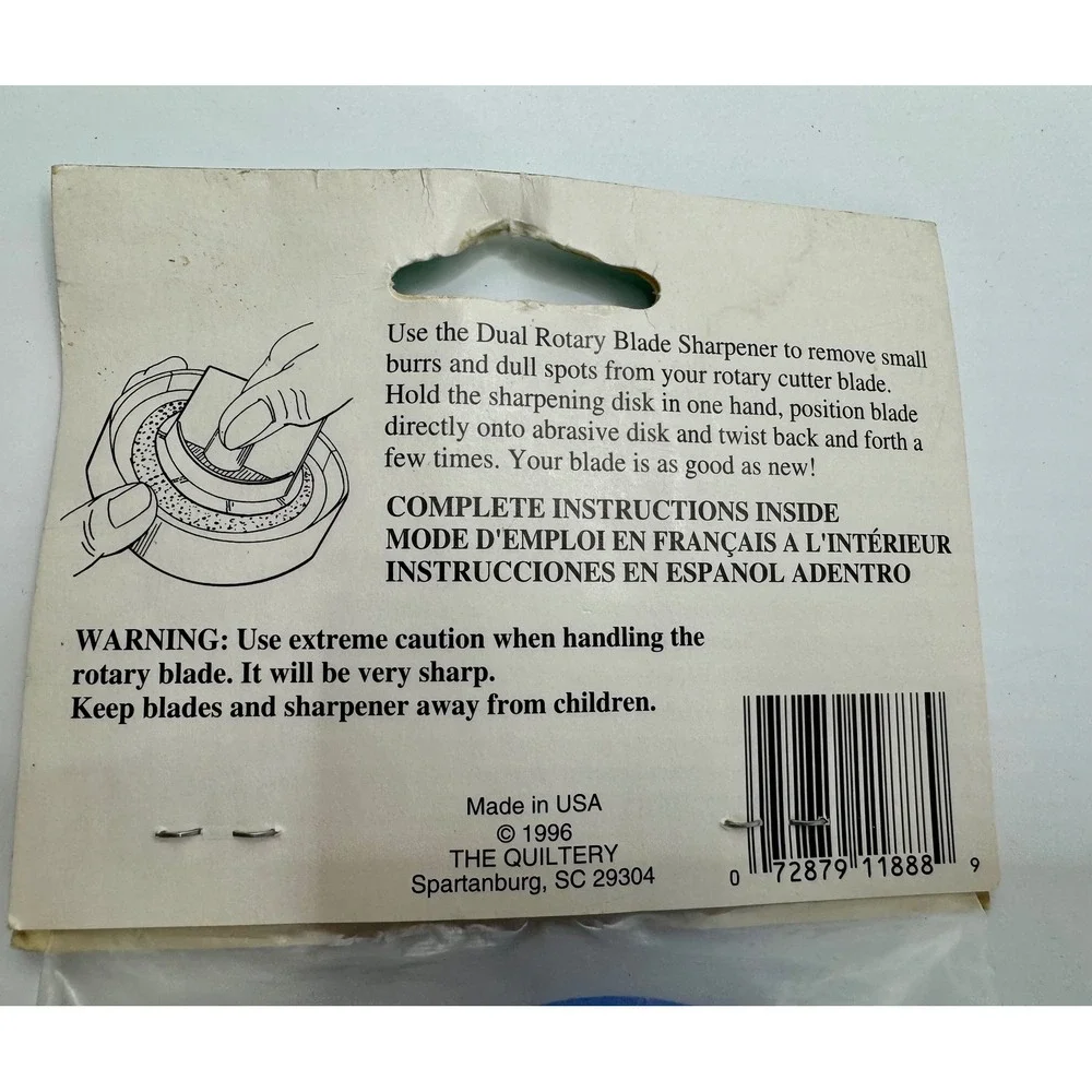 The Quiltery Dual Rotary Cutter Blade Sharpener 45mm Vintage 1996 Made in USA
